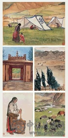 叶浅予 50年代 水彩写生(5幅) 纸上水彩