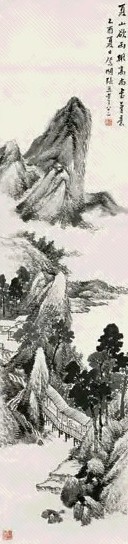 张熊 乙酉(1885年)作 夏山欲雨 立轴 水墨纸本
