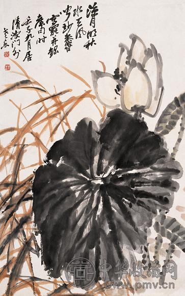 诸乐三 荷花 立轴 纸本