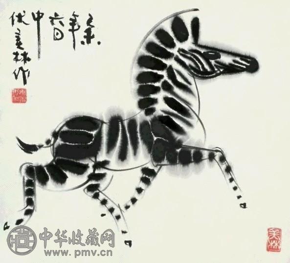 韩美林 动物 镜心 纸本