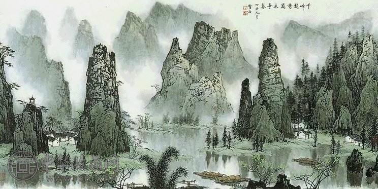 近现代 白雪石 千峰竞秀 镜心