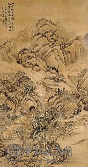 姜筠 山水 立轴 设色绢本