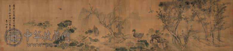 蒋廷锡 1708年作 池上风景 横幅 设色绢本