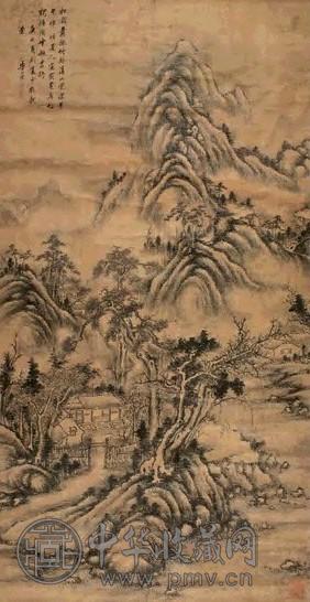 查士标(款) 山居图 立轴 水墨绢本
