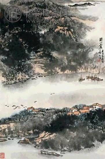 宋文治 1981年作 蜀山云 立轴 设色纸本