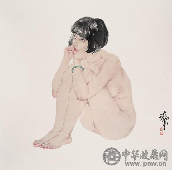 何家英 人物 立轴 设色纸本