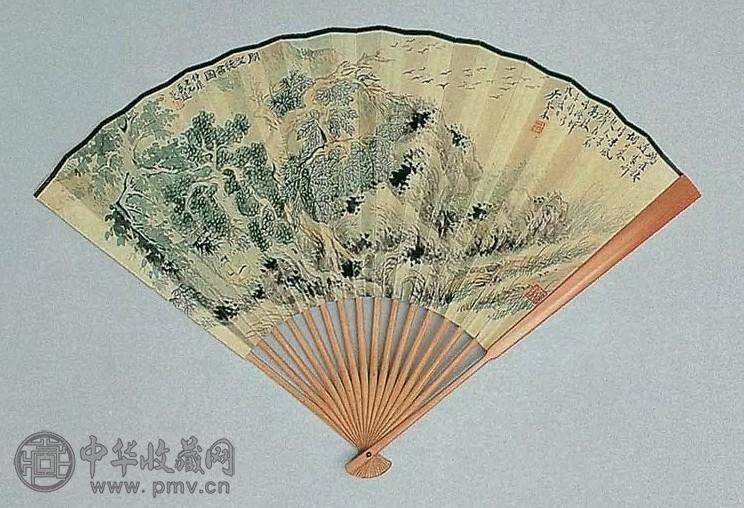 吴琴木 1948年作 闲坐听禽图 扇面 设色纸本