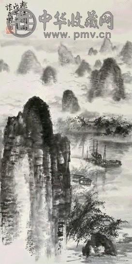 周怀民 1978年作 漓江烟雨 立轴 水墨纸本