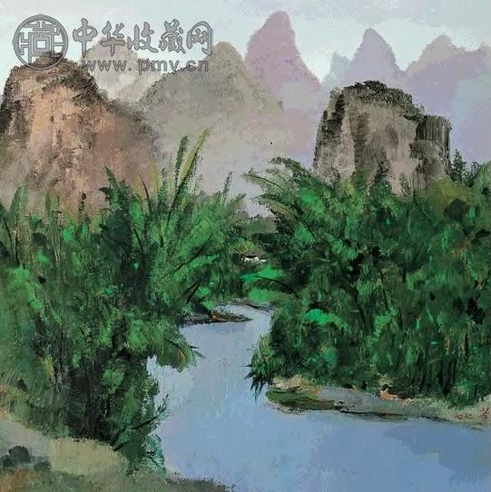 1977年 吴冠中 漓江风景 画布