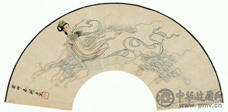 刘旦宅 洛神图 扇面(无骨) 设色纸本