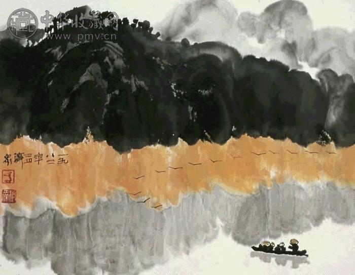 方济众 山水 镜心 纸本