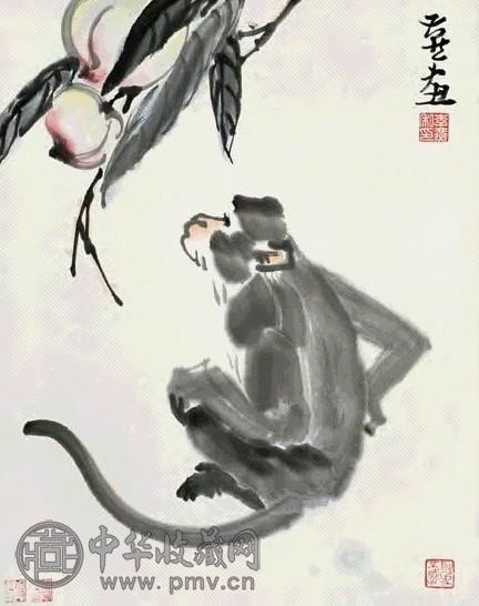 李雁 猴 立轴 设色纸本