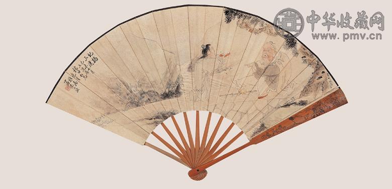 沈心海 1919年作 三进图 成扇