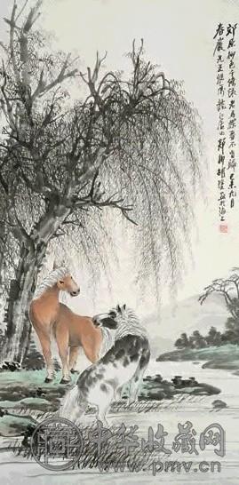 胡郯卿 1919年作 老马探春图 立轴 设色纸本