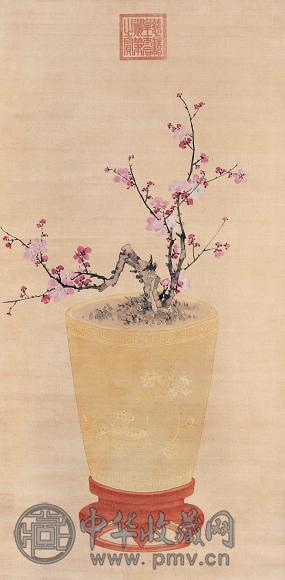 慈禧太后 花卉 立轴 绢本