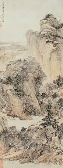 王翚 秋山萧寺 轴 纸本设色