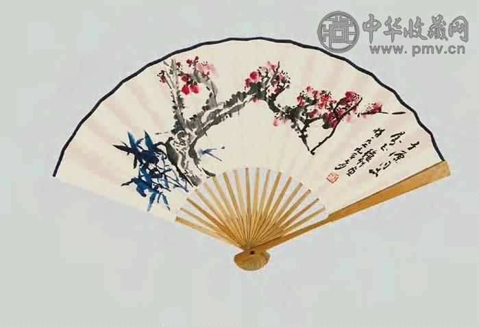 陈秋草 梅竹 成扇 纸本