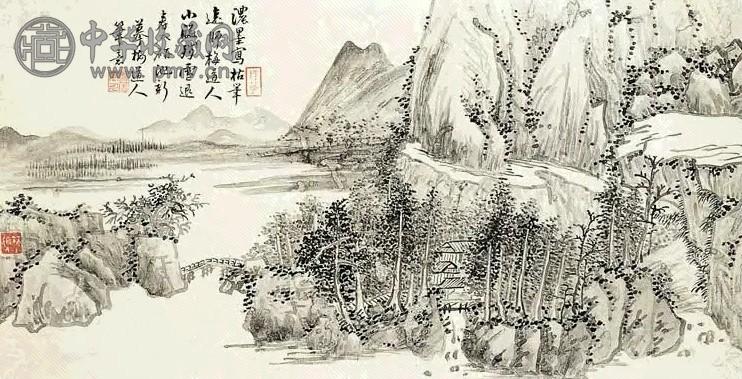 清 弘旿 山水 册页(8开选1)