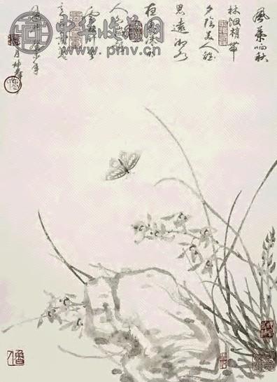 卢坤峰 兰花 镜心 墨色纸本