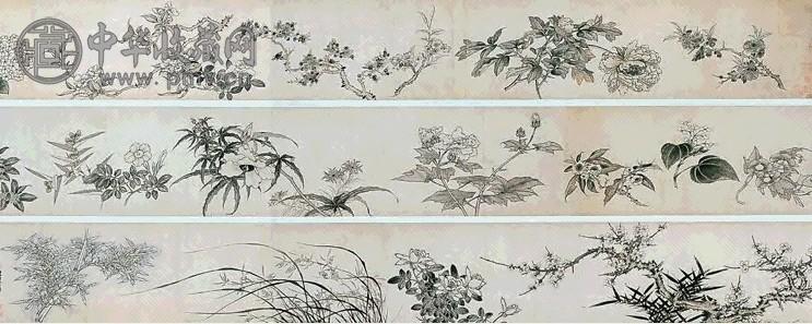 明 陈洪绶 花卉 手卷 淡设色纸本