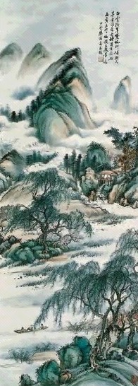 樊浩霖 青绿山水 立轴 设色纸本