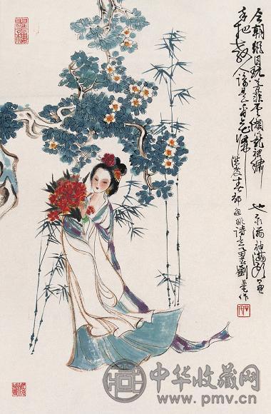 刘旦宅 看花仕女图 镜心 设色纸本