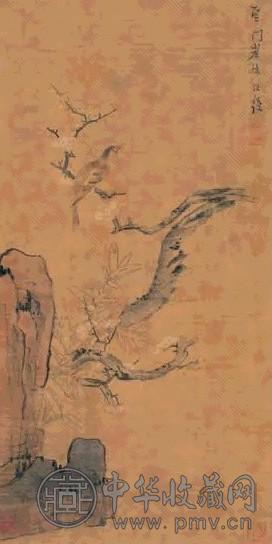 陈洪绶 梅雀图 立轴 设色绢本