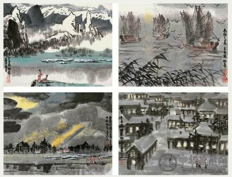 徐希 1981年作 拉萨河畔之晨 瑞雪 南海之晨 高原春早 立轴 设色纸本
