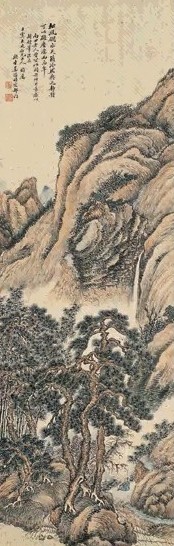 姜筠 松风涧水 立轴 设色纸本