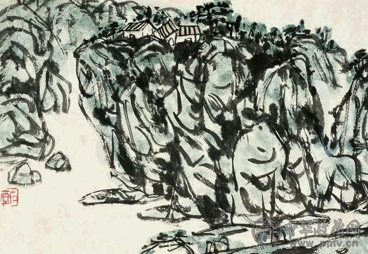 陈子庄 山水 镜心 设色纸本