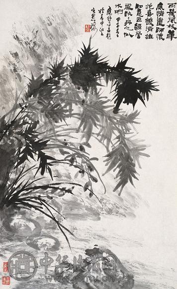 应野平 兰竹图 镜心 设色纸本