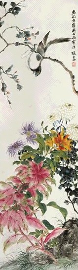 张大壮 鸟语花香 立轴 设色纸本