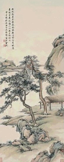 金城 仿六如山水 立轴 设色纸本