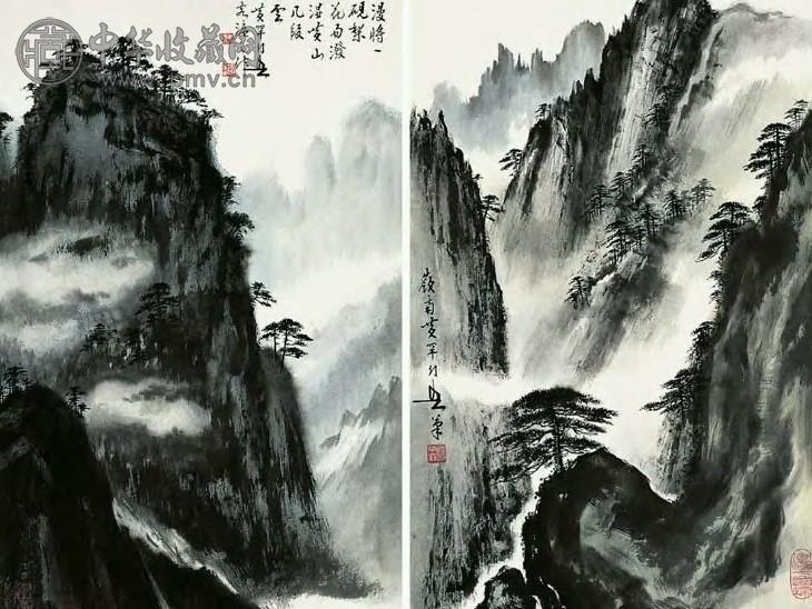 现代 黄幻吾 黄山四景 镜心