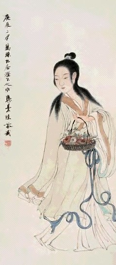 邓芬 麻姑献寿图 轴 纸本设色