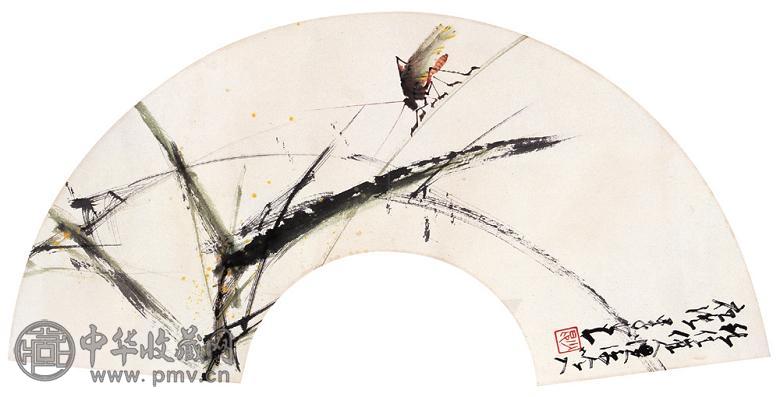 赵少昂 1984年 花鸟 扇面 设色纸本