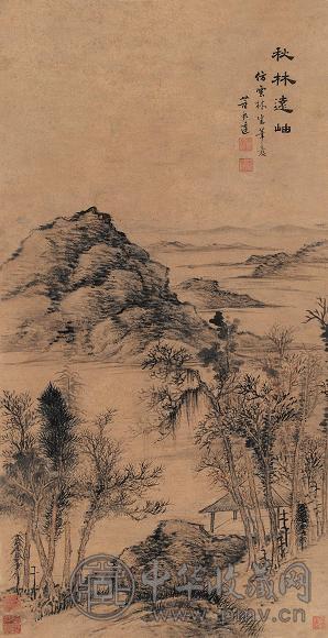 董邦达 秋林远岫图 立轴 设色纸本