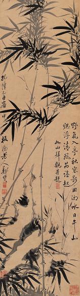 郑燮 1765年作 清风为谁起 立轴 设色纸本