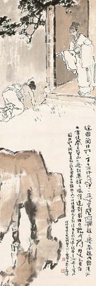 杨善深 廉颇与兰相如 立轴 设色纸本