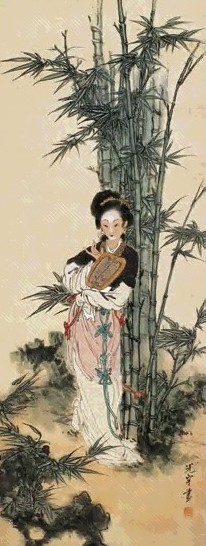 吴光宇 竹庭踱步图 镜心 设色纸本