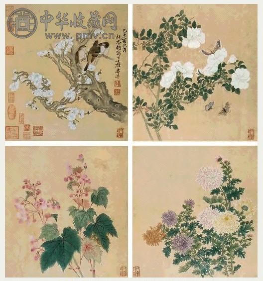 恽寿平 花卉 册页 设色绢本