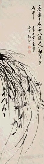 改琦 1812年作 幽兰暮雨 立轴 水墨纸本