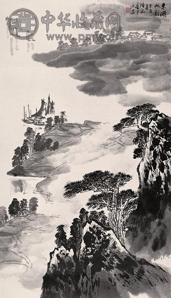 陆一飞 辛酉(1981年)作 太湖帆影 立轴 水墨纸本