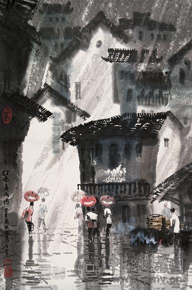 徐希 1983年作 江南喜雨图 镜心 设色纸本