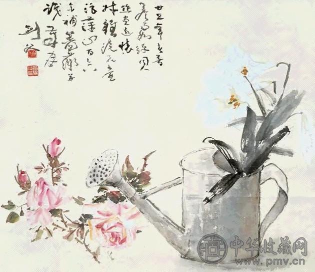 高剑父 花卉 立轴 设色纸本