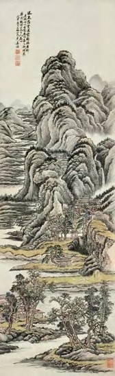 姜筠 山水图 立轴 设色