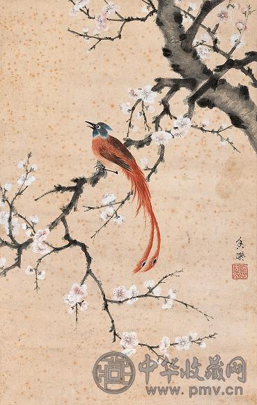 何香凝 花鸟 立轴 纸本设色