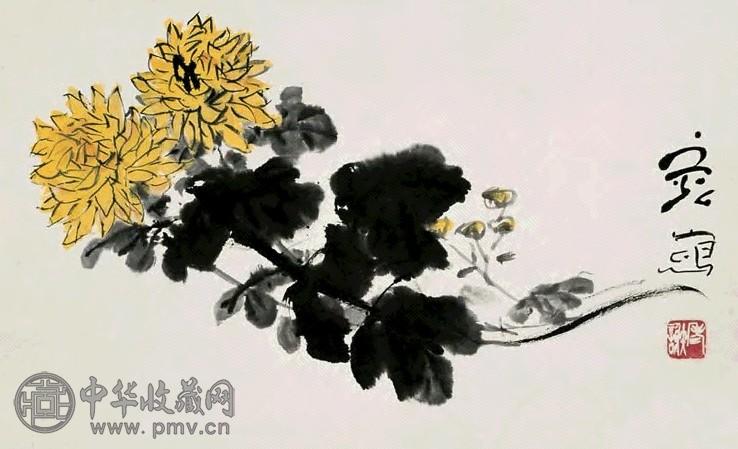 谢之光 菊花 镜心 设色纸本