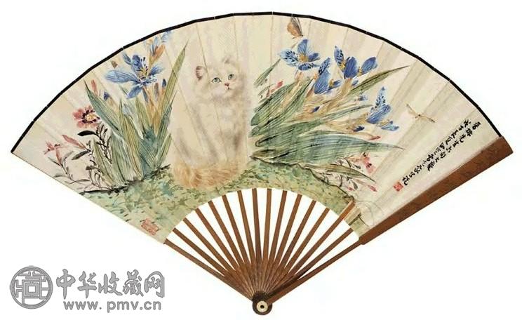 曹克家 耄耋图并石鼓文 成扇