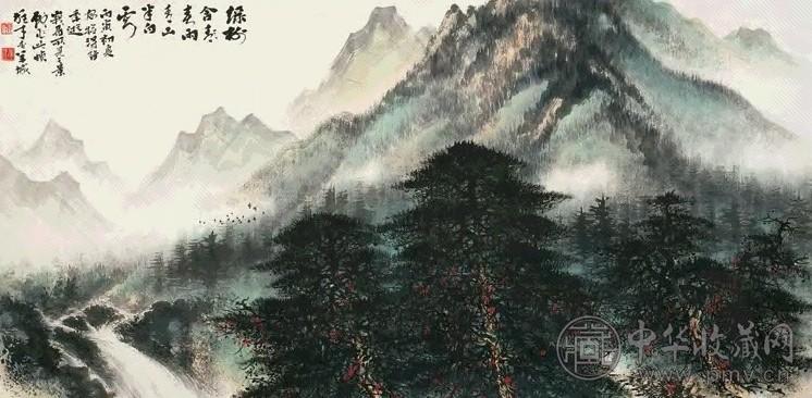 黎雄才 1986年作 绿树含春雨青山半白云 镜心 设色纸本